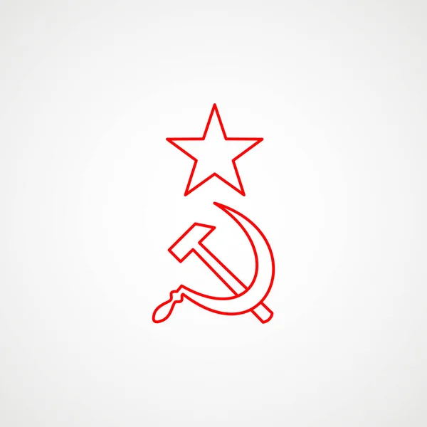 Linear icon of communism. Hammer, sickle with a star. Red Soviet emblem. Minimalist coat of arms of the USSR. Vector — Stock Vector