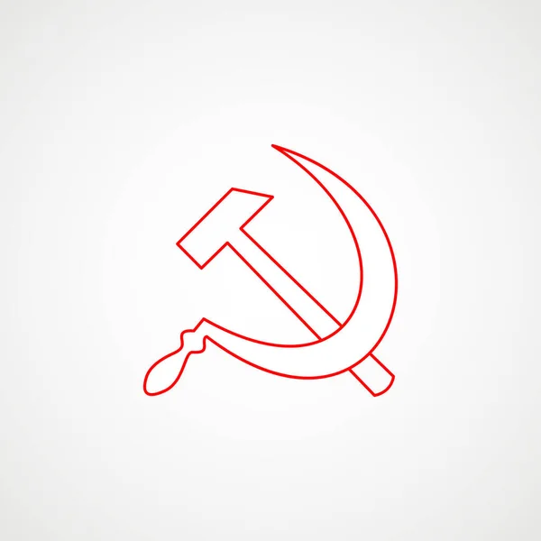 Icono lineal del comunismo. Martillo con hoz. emblema rojo soviético. Escudo de armas minimalista de la URSS. Vector — Vector de stock