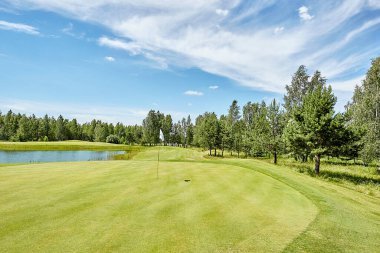 Yaz manzarası golf sahası manzarası ve arka plan