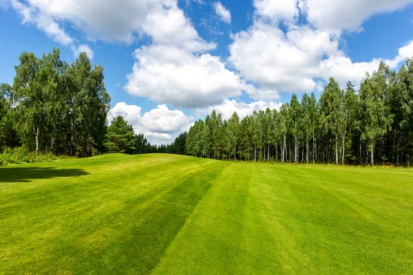 Letní krajina golfové hřiště panorama a pozadí — Stock fotografie