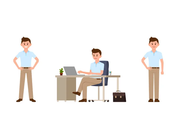 Geschäftsmann Smarten Casual Look Cartoon Figur Vektor Illustration Von Büroangestellten — Stockvektor