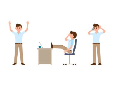 Mutsuz office adam çizgi film karakteri. Üzgün Yöneticisi vektör çizim