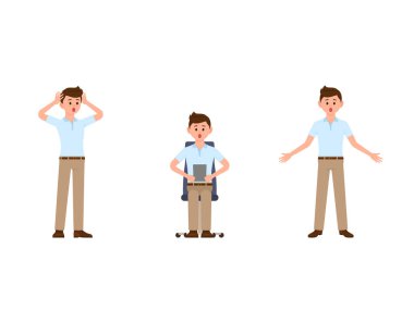 Sürpriz Yöneticisi çizgi film karakteri. Hayret iş adamı vektör çizim