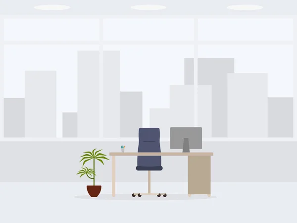 Gestaltung Moderner Leerer Bürofronten Vektorillustration Des Arbeitsplatzes — Stockvektor