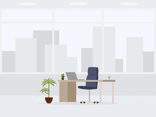 Design Modern Empty Office View Векторная Иллюстрация Рабочего Места — стоковый вектор