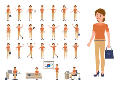 İş kadını rahat office bak çizgi film karakteri olarak ayarlayın. Office kişi farklı teşkil etmektedir 