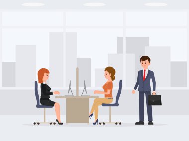 Rahat çalışma günü çizgi film karakteri insanlar. İş arkadaşlarınızla ve patron