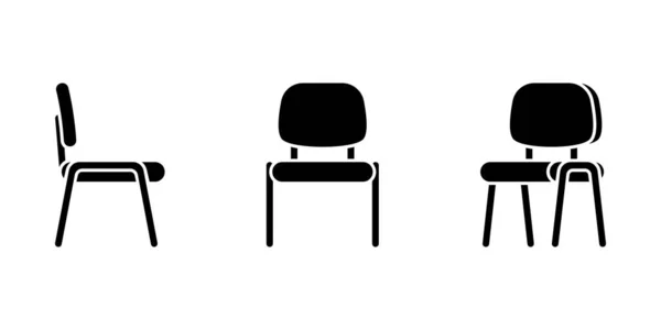 Isolé Style Plat Chaise Bureau Vectoriel Illustration Icône Pictogramme Ensemble — Image vectorielle