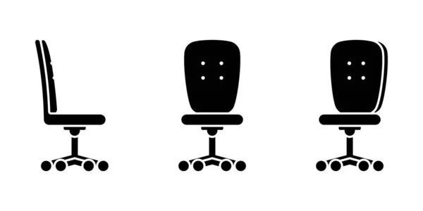 Izolovaná Sada Piktogramů Pro Ilustraci Vektoru Kancelářské Židle Přední Boční — Stockový vektor