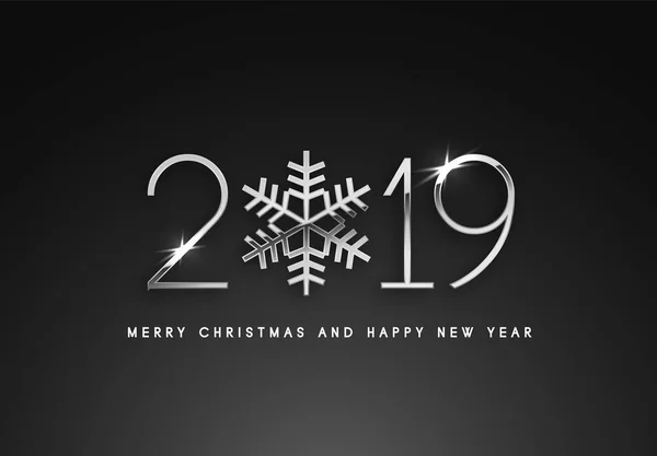 Neşeli Noel ve mutlu yeni yıl metin tasarım. Resimde gümüş numaraları ile tebrik vektör.