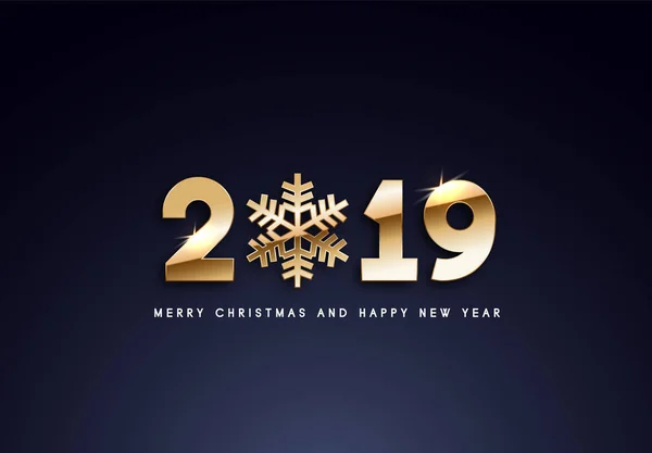 Neşeli Noel ve mutlu yeni yıl metin tasarım. Resimde golden numaraları ile tebrik vektör.
