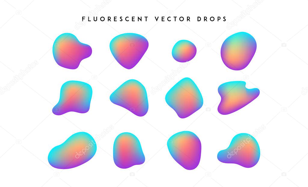 Gradient vivid shapes. Modern abstract colorful vector fluid collection.
