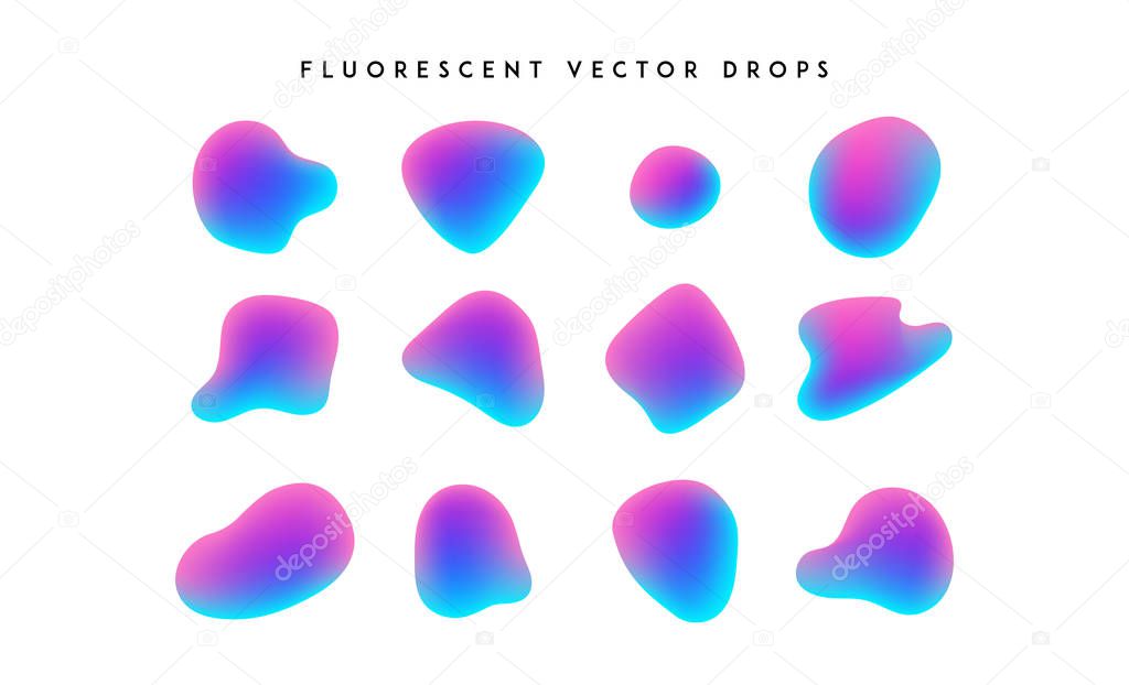 Gradient vivid shapes. Modern abstract colorful vector fluid collection.