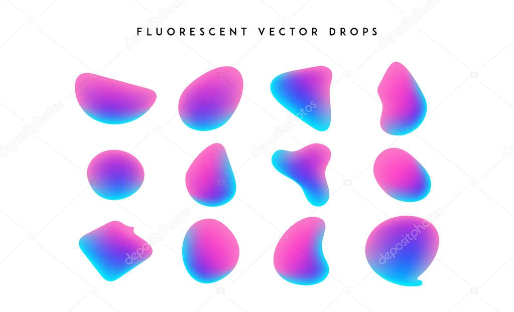 Gradient vivid shapes. Modern abstract colorful vector fluid collection.