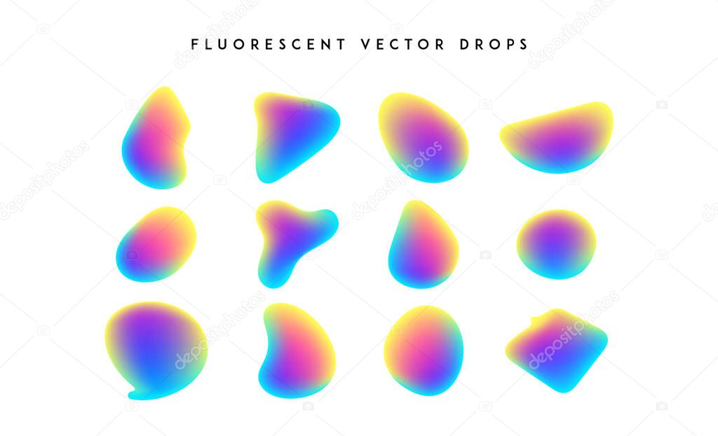 Gradient vivid shapes. Modern abstract colorful vector fluid collection.