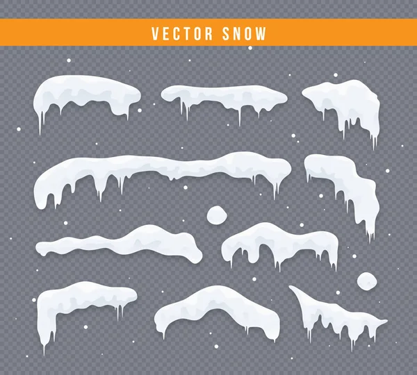 Conjunto Gorras Nieve Bolas Nieve Ventisqueros Colección Vectorial Snow Cap — Archivo Imágenes Vectoriales