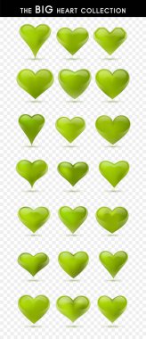 Vektör kalpler kümesi. Vektör çizim. Gerçekçi kalp, izole. -Vektör