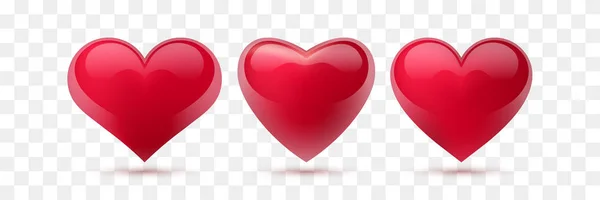 Set Vector Hearts Vector Illustration Realistic Heart Isolated Vector — Stock Vector