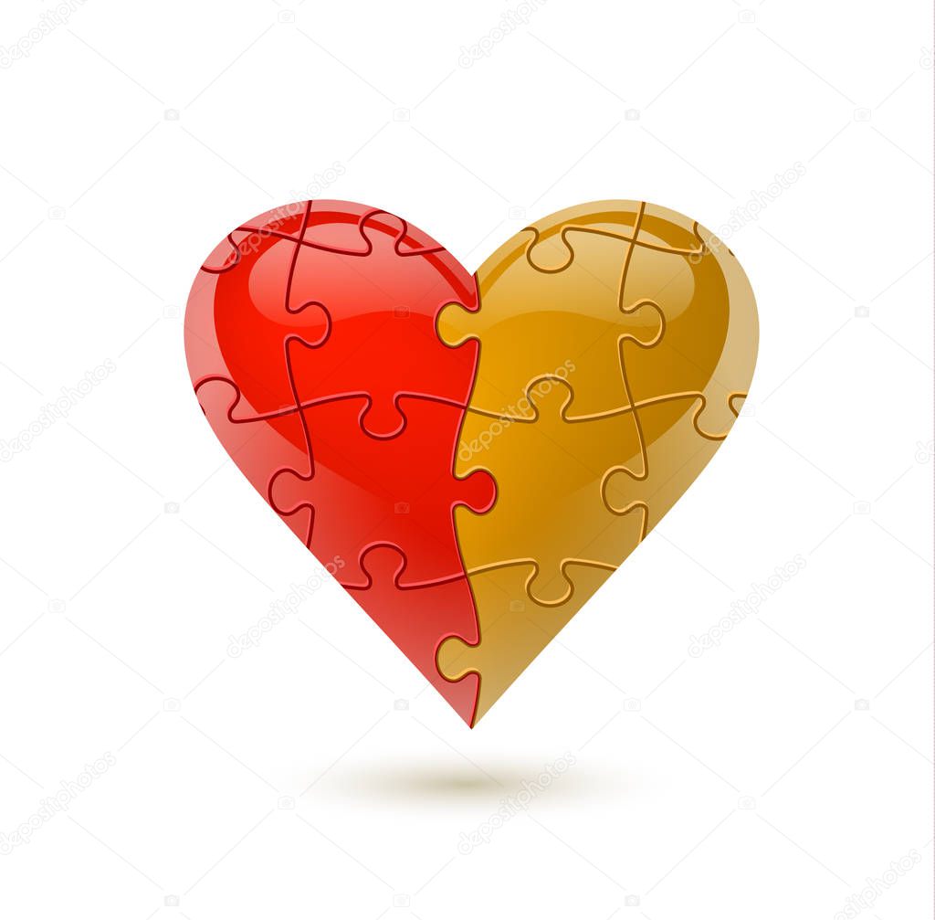 Colorful vector puzzle heart