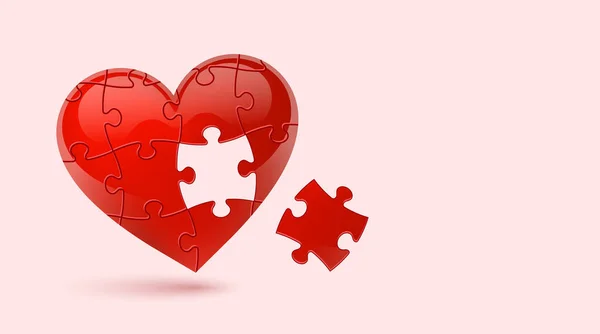 Colorful Vector Puzzle Heart — Stok Vektör