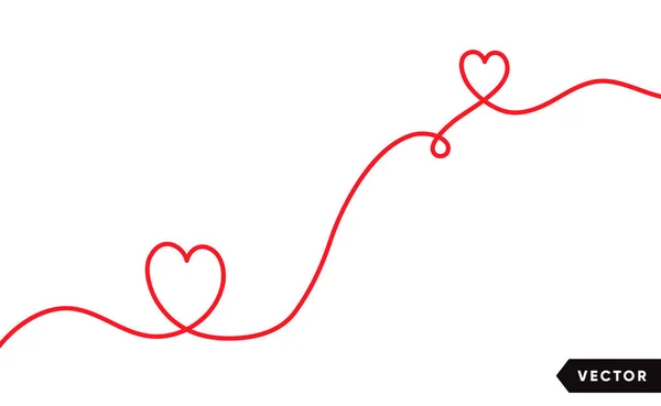 在白色背景上隔离的红心连续一条线画 向量例证 — 图库矢量图片