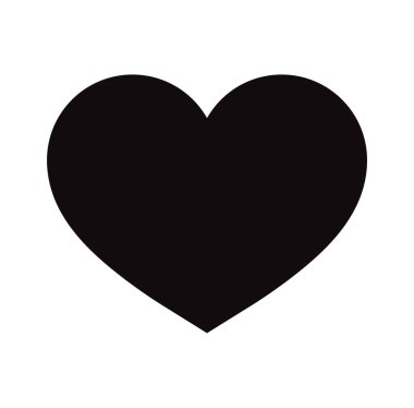 Beyaz arka plan üzerinde izole düz siyah kalp simgesi. Vektör çizim.