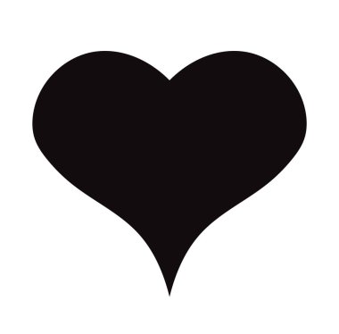 Beyaz arka plan üzerinde izole düz siyah kalp simgesi. Vektör çizim.