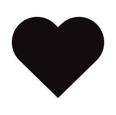 Beyaz arka plan üzerinde izole düz siyah kalp simgesi. Vektör çizim.