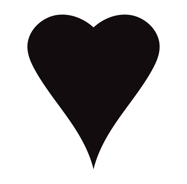 Flaches Schwarzes Herzsymbol Isoliert Auf Weißem Hintergrund Vektorillustration — Stockvektor