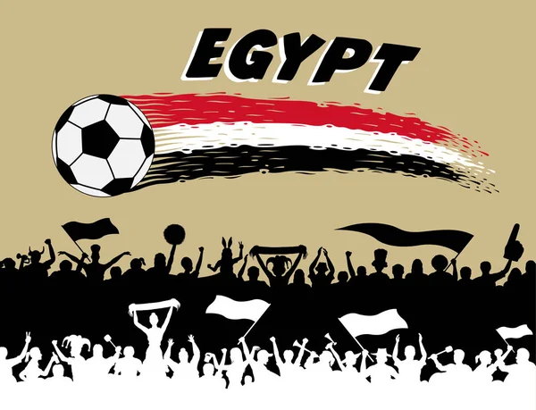 Egypt Flag Colors Soccer Ball Egyptian Supporters Silhouettes All Objects — Stock Vector