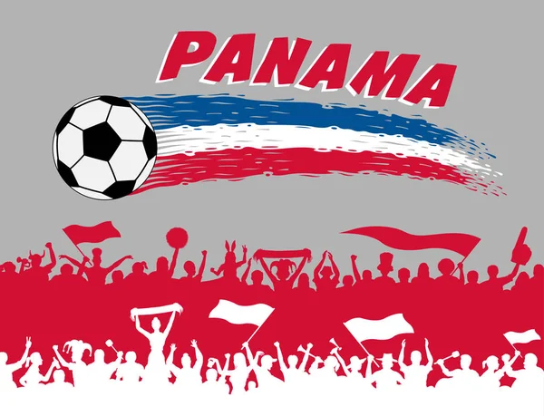 Panama Flag Colors Soccer Ball Panamanian Supporters Silhouettes All Objects — Stock Vector