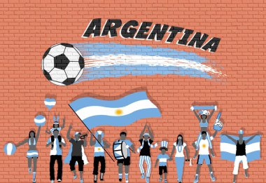 Arjantin ile tezahürat Arjantinli futbol taraftarları önünde futbol topu grafiti renkleri bayrak. Farklı katmanlarda kapatın ve metin türlerinin herhangi bir yazı tipi yeterli değil. 