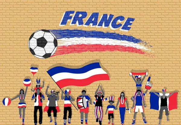 Fransa Ile Tezahürat Fransız Futbol Taraftarları Önünde Futbol Topu Graffiti — Stok Vektör