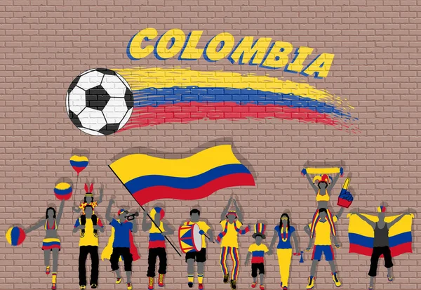 Fãs Futebol Colombianos Torcendo Com Cores Bandeira Colômbia Frente Grafite —  Vetores de Stock