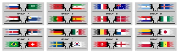 Copa Fútbol 2018 Etapas Grupo Del Campeonato Mundial Internacional Todos — Vector de stock