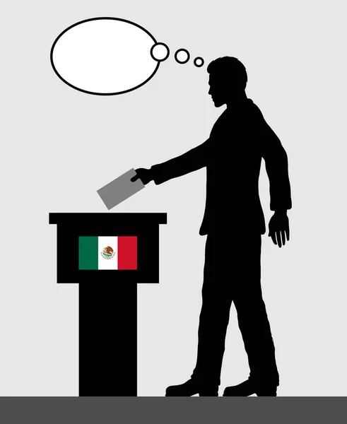 Votante Mexicano Voto Masculino Para Las Elecciones México Con Burbuja — Vector de stock