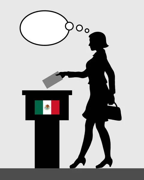メキシコの投票者女性と思ったのバブルとメキシコの選挙のための投票します すべてのシルエットのオブジェクトや背景は 別のレイヤー — ストックベクタ