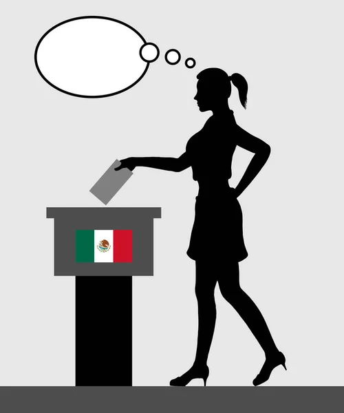 Votante Mexicana Joven Votando Por Las Elecciones México Con Burbuja — Vector de stock