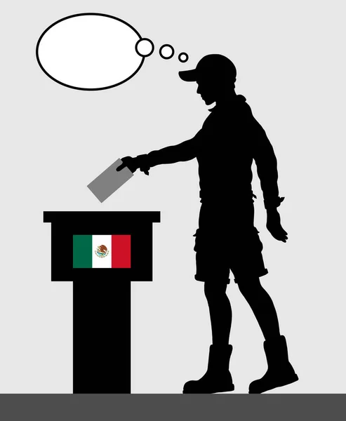 Jeune Homme Électeur Mexicain Votant Pour Élection Mexique Avec Bulle — Image vectorielle