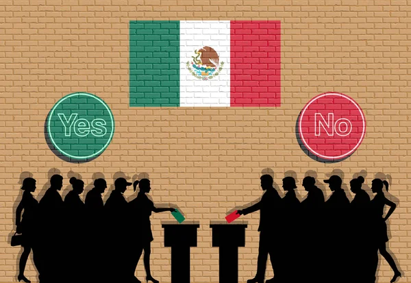 Los Votantes Mexicanos Llenan Silueta Las Elecciones Mexicanas Con Graffiti — Vector de stock