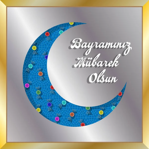 Turecké Eid Pozdrav Půlměsícem Bonbony Pro Muslimského Svátku Všechny Objekty — Stockový vektor