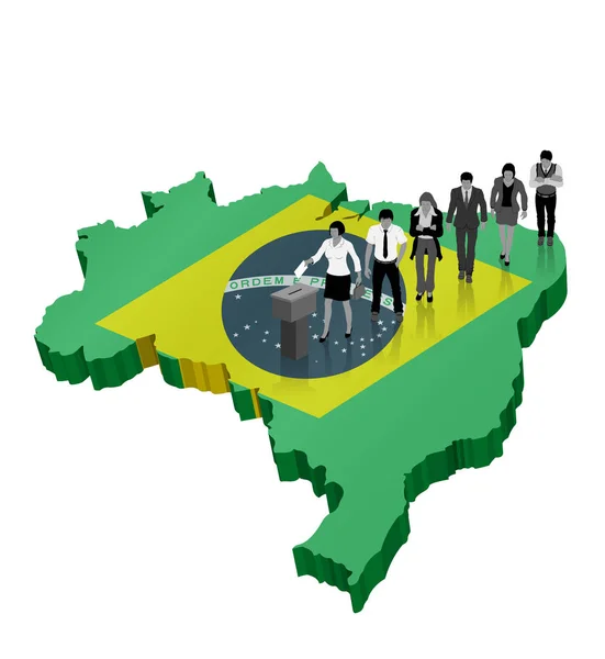 Brezilya Vatandaşı Brezilya Referandum Için Üzerinde Bir Harita Oylama Tüm — Stok Vektör