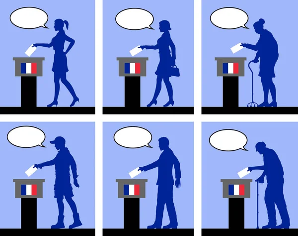 Citoyens Français Votant Pour Les Élections France Avec Bulle Discours — Image vectorielle