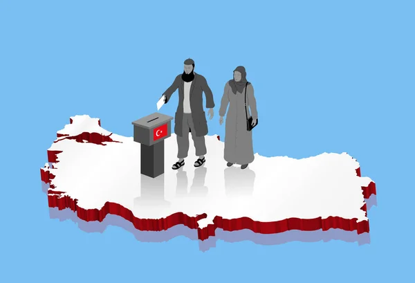 Los Votantes Musulmanes Religiosos Están Votando Favor Las Elecciones Turcas — Vector de stock