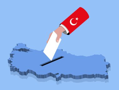 Türk seçimi için bir Türkiye haritası üzerinde oylama. Tüm nesneleri, gölgeler ve arka plan farklı katmanlarda vardır. 