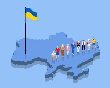 Ukrayna vatandaşları seçimi için Ukrayna harita üzerinde oylama