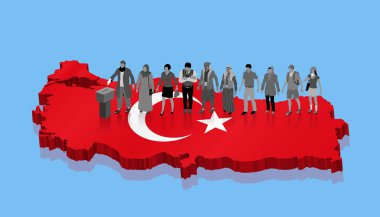 Türk seçmenler Türkiye'nin seçimi için 3d harita üzerinde oylama