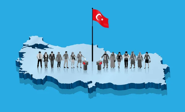 Votano attivisti turchi, elettori laici e musulmani di destra — Vettoriale Stock