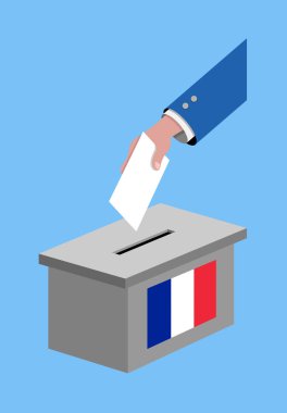 Vote for France election with voting ballot and French flag clipart