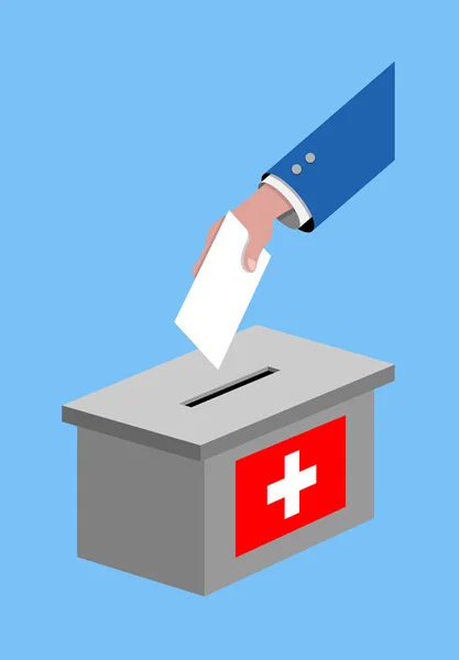 Stemmen voor Zwitserland verkiezing met stemming stemming en Zwitserse vlag — Stockvector